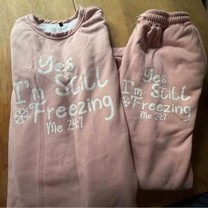 Women’s Lounge Pajama Set. Lined Soft Pink XL